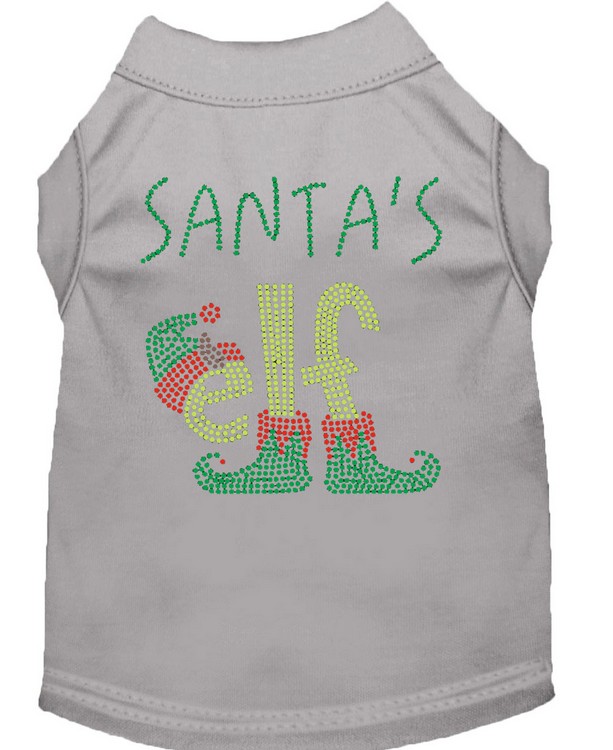 Santa's Elf Rhinestone Dog Shirt Grey Med